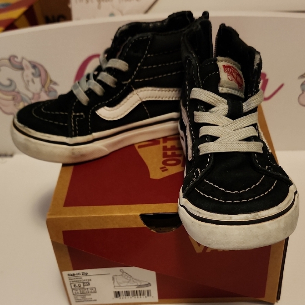Vans Kids Black and White High-Top Sneakers